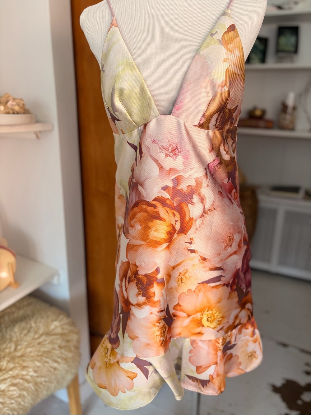 Floral Satin Mini Dress